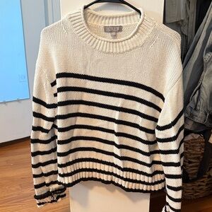 J. Crew Women's Sweater in Black and Cream Stripes